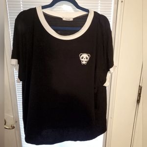 Black shirt with panda, 3X Jr plus size